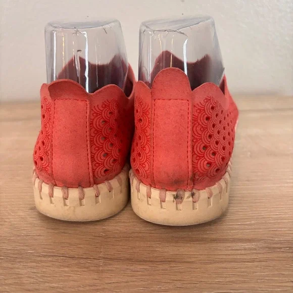 Ilse Jacobsen Tulip Red Laser Cut Perforated Slip On Loafer Flats Size 38 - Picture 5 of 8